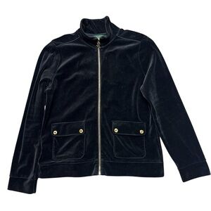 Vintage Ralph Lauren Full Zip Women’s Size Large Black Velvet Velour Jacket